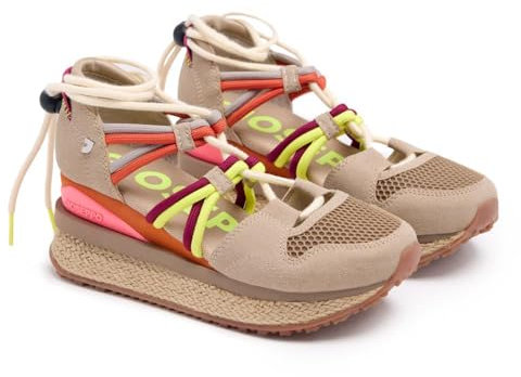 Sneakers beige type espadrille à semelle compensée pour femme tulare