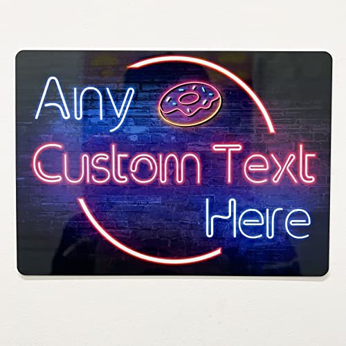 Personalised Neon Effect Food-Themed Clipart Printed Metal Sign wall art A3 Bar Add Name