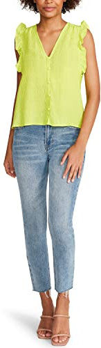 Steve Madden Apparel Loretta Top Blusas, Lima ácida, M para Mujer