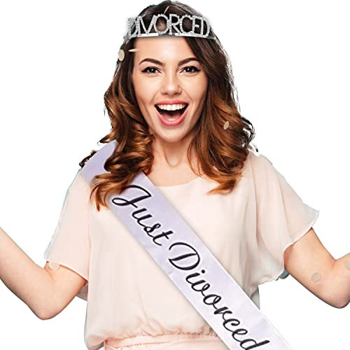Original Cup Breakup® - Krone + Schal für Scheidungsparty - Dekoration und Verkleidung für Scheidungspartys - Themenabend für Junge Geschiedene - 100% Fun Geschenkidee für Frauen