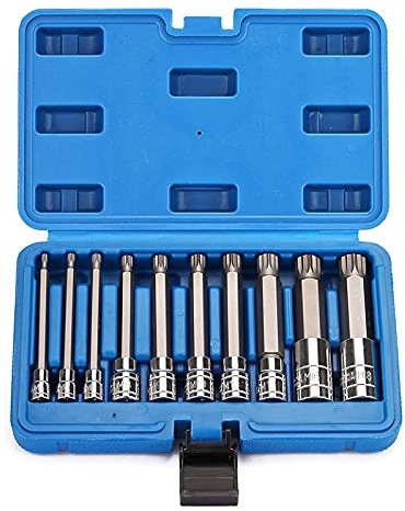 Duendhd 10 Stück 10,2 cm Spline Tip Bit Stecknuss Set M-Typ Universal Hülse – Dreifach Vierkant Spline Bit Stecknuss Set