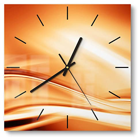 DEQORI Glasuhr | 30x30 cm | Motiv Fließendes Farbspiel | ausgefallene leise Design Uhr aus Glas | Wanduhr für Wohnzimmer & Küche | moderne Hingucker Uhr für die Wand
