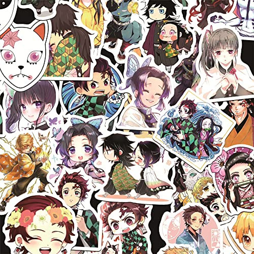 Yangsiw Demon Slayer Aufkleber Anime Vinyl für Laptop, Auto, Telefon, Wasserflasche, Skateboard, Koffer, Gitarre, Pad - Wasserdicht, Scrapbook Aufkleber 50pcs