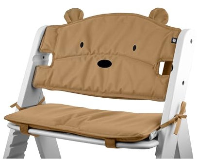 Tinydo Hochstuhl-Sitzkissen im Bärchen Design optimal für Hauck Alpha und ähnliche Hochstühle 2teilg. Set + Memory-Schaum-Dämpfung Sitzverkleinerer-Auflage für Babystühle rutschfest (Beige)