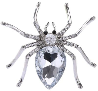JINZIJINYU Vintage Damen Strass Brosche Kristall Spinnen Brosche Halloween Kostüm Insekt Anstecknadel Vintage Legierung Diamant Schalschnalle Weiß
