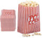 Relaxdays Popcorntüten, 48er Set, gestreift, Retro-Optik, Kino, Filmabend Zubehör, Papier, Popcornbehälter, rot/weiß