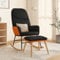 Hommdiy Schaukelsessel mit Hocker Schwarz Stoff