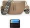 RQJZ Bauchtasche Damen stylisch Gross Leder umhängetasche Damen mittelgroß Crossbody Bag Damen gürteltasche Damen mit 5cm breiter Gurt Beigegrau
