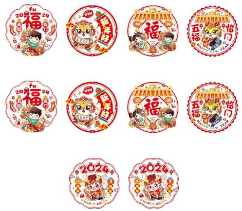 Nouvel an Décoration de Fenêtre,Autocollants de Fenêtre de Dragon,Autocollants de Fenêtre Fête du Printemps,Autocollants de Fenêtre du Nouvel an Chinois,Décorations,pour la Maison le Restaurant