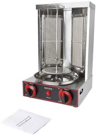 Döner-Vertikal-Multigrill Vertikaler Edelstahl Grill Gyrosgrill für Fettfreies Grillen zuhause Inkl Drehspieß 3000W Multigrill Perfekt für Gyros Kebab & mehr