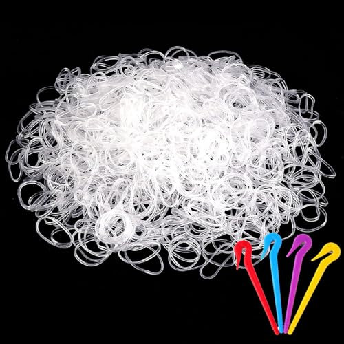 4000Pcs Clear Hair Elastic bands with 2 pcs Random Elastic Rubber Hair Band Remover Cutter Elastic Hair Bands Hair Elastic Bands for Hair for Braiding Small Hair Ties Transparent Hair Bands