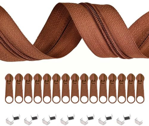5m Endlos-Reißverschluss 3mm mit 10 Zippern und 15 Endstücke freie Farbwahl, Farbe:S285 rotbraun