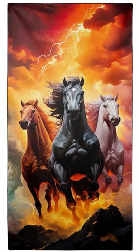 Violetpos galoppierendes Pferd Strandtuch 90x180 cm Schnell Trocknende Badetuch Sandfrei Handtuch Tiere Strandhandtuch Strandtücher Groß Badehandtuch Tragbares Handtücher Leichtes und Dünnes