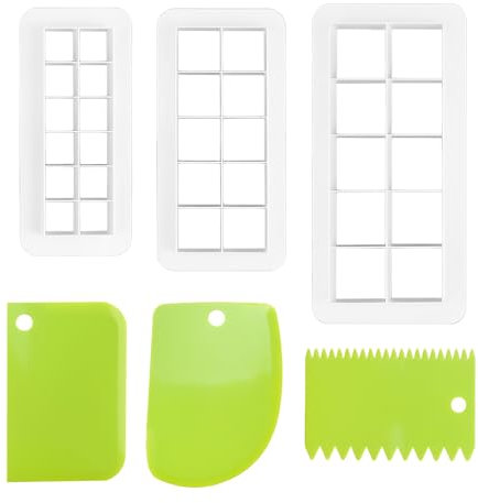 3 Piece Square Stamping Mold with 3 Scrapers, Fondant Cake Embossing Mold, Geometric Shape Cutter, Cookie Embossing Strips, Baking Cutting Tool, DIY Baking Tool