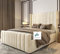 Double Ottoman Bed Curved | Winged Headboard Ottoman Storage Bed | Velvet Upholstered Bed Frame | Wingback Curved Bed Frame |King, Super King Bed Frames (Sand Naple, 3FT SINGLE)