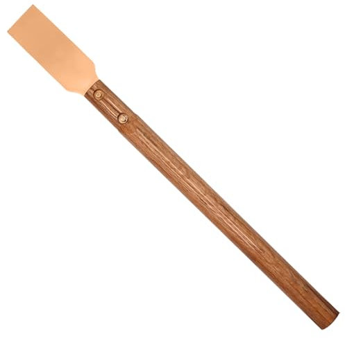 WEDO Grattoir de sol robuste à long manche anti-étincelles, cuivre béryllium, longueur 902 mm, lame 50 x 2 mm, grattoir de sol avec poignée en bois, racloir à grill, spatule, non magnétique,