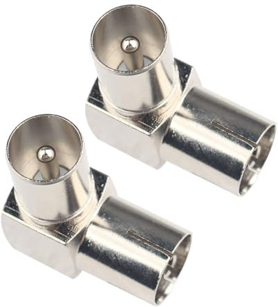 Futheda 2PCS Adaptateur Coudé Antenne TV 90 Prise Mâle TV vers Femelle TV en Angle Droit Connecteur Coaxial RF Pour Câble Antenne TNT TV DVB-T DVB-T2 HD Coaxiaux Satellite