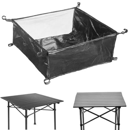 Under Table Camping Storage Organizer, Hangable Mesh Pouch Camping Equipment Organizer, Outdoor Folding Table Storage Net Bag Rectangular Table Square Table Storage Bag Long Net Bag Square Net Bag