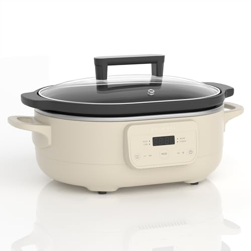 MAGNIFIQUE Programmierbarer Slow Cooker, 6 Liter Fassungsvermögen, herausnehmbar und antihaftbeschichtet, kleines Küchengerät für Familienessen, für mehr als 6 Personen, Wärmeeinstellungen: Halten