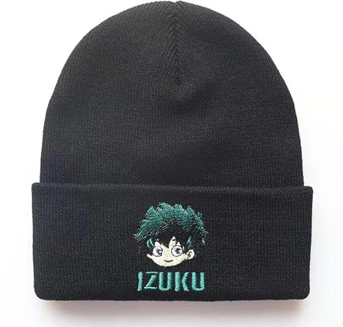 Xinchangda MHA Beanie Mütze Todoroki Shouto Midoriya Izuku Strickmütze Unisex Weiche Warme Winter Strickmützen Anime Beanie Cap Geburtstagsgeschenk für Fans, Midoriya Izuku, Einheitsgröße