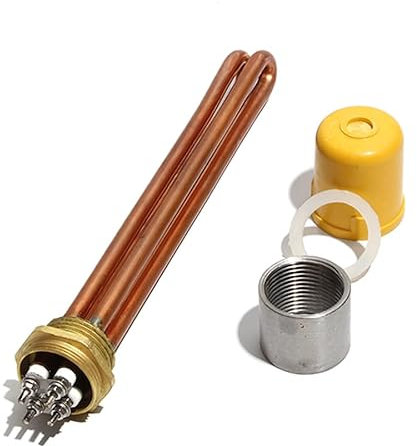 KAYOUDE 1 Inch/DN25 Immersion Water Heater Part With Accessory All Copper Electric Heating Element 220V 3KW/6KW/9KW/12KW(Cover Threads,220V-3KW)