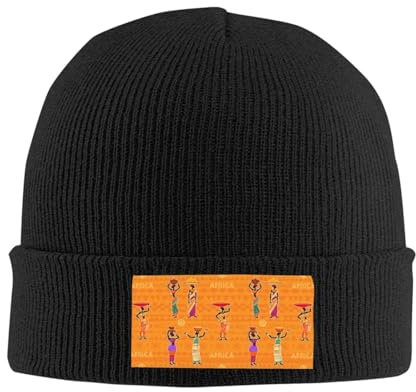 zerosevenee Afrikanische Stretch-Mütze für Damen, Afrika, Strickmützen, afrikanische Slouch-Beanie-Mütze, afrikanische Hüte für Damen, Afrikanische Frauen 002, Einheitsgröße