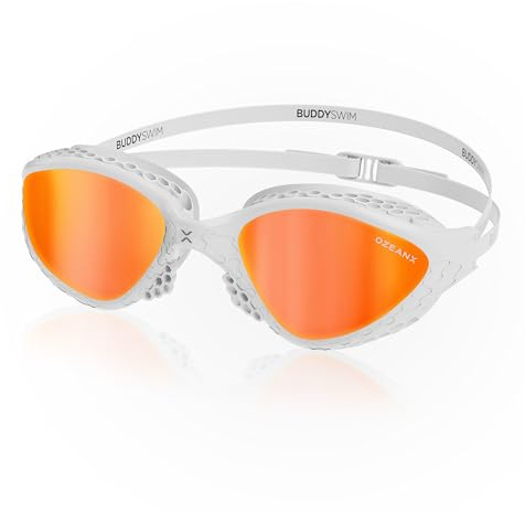 Buddyswim Schwimmbrille OzeanX. Schwimmbrille Herren mit UV400-Schutz. Antibeschlag Schwimmen Zubehör Damen. Swimming Goggles mit XVISION Panorama-Gläsern. Hydrodynamische Passform für Schwimmen.