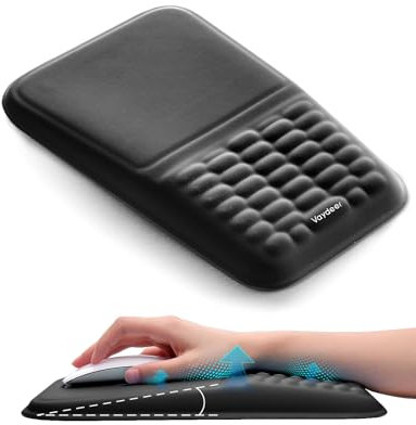 VAYDEER Repose-poignet Ergonomique – Support en mousse à mémoire, tapis de souris ergonomique, base antidérapante pour PC portable, soulage la fatigue, accessoire bureau & gaming (Noir)