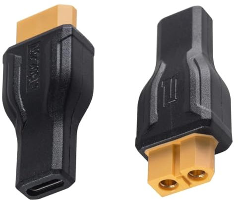 Cpolebev 2 STK USB C auf XT60 Adapter Typ-C auf XT60 Buchse 100W 20V/5A Ladeanschluss für RC-Modell Energiespeicherstrom