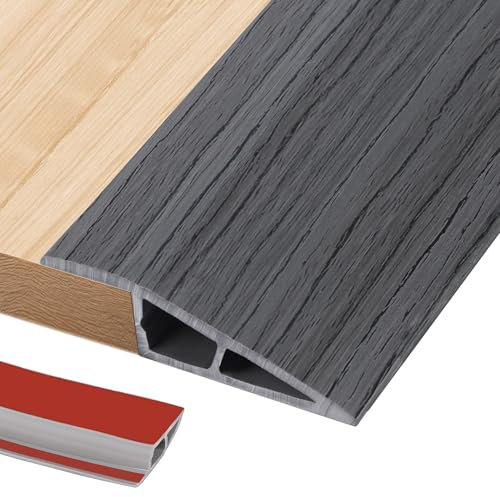 1M PVC Rubber Wheelchair Ramp Self Adhesive,Threshold Reducer,Door Floor Threshold Transition Strip,Butt Up Threshold-Moldings Trim for Doorways Carpet Floor Tile Edge(Dark Grey Wood Grain,1cm)