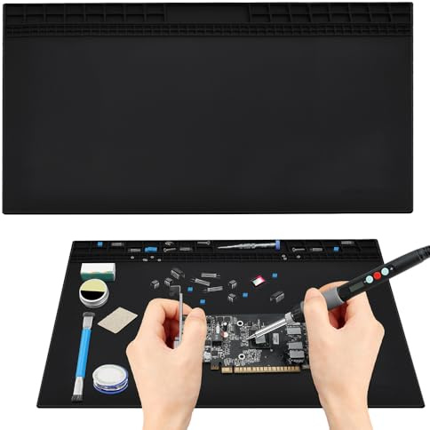 UHETLET Tappetino per Saldatura Antistatico Tappetino da Lavoro in Silicone 70x40cm Stuoia di Saldatura Resistente al Calore Fino a 500°C per Riparazioni Elettroniche Cellulari Laptop Orologio