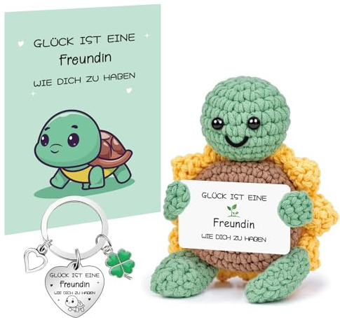 Szhhrxi Positive Schildkröte - Beste Freundin Geschenke, Pocket Hug Kuscheltier Schildkröte mit Grußkarte & Glücksbringer, Handgemachte Geschenk für Freundin Geburtstag (Freunde)