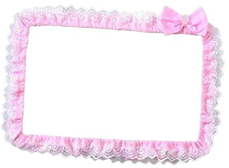 OSRGZRNGR Computer Screen Frame Border Cover Lace Fabric Protective Case with Bowknot 23 to 26 inch pink
