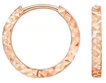 Epinki Au585 Rosegold Creole Hoop Echt Gold Schmuck, Vintage Rhombus Design Ohrringe Weihnachten, Ohrringe Jugendstil 14K Gold,