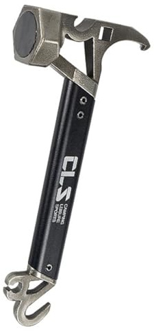 FACAIIO Camping Hammer Edelstahl Multifunktionswerkzeug mit Nagelzieher und Flaschenöffner, 21cm, Schwarz