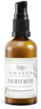 ANISSA Nachtcreme Gesicht ab 40, 50, 60 - Vegane & Parfumfreie Nachtpflege Crème mit Q10 Anti-Aging Effekt aus natürlichen Inhaltsstoffen Made in Germany für glattere Haut Lavendel & Rosmarin 30ml