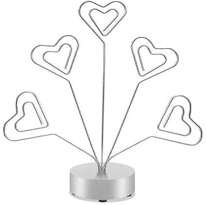 Gralara Porte-mémo Arbre à Photos, Support Cadre Famille Branches en Métal, Structure Solide, Porte-Cartes et Photos sur Base Ronde Stable, Convient pour Organisation Bureau Événement Privé, Argent