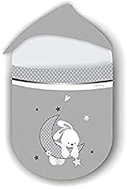 Pirulos 39013120 - Saco grupo 0, diseño luna, algodón, 51 x 64 cm, color blanco y gris