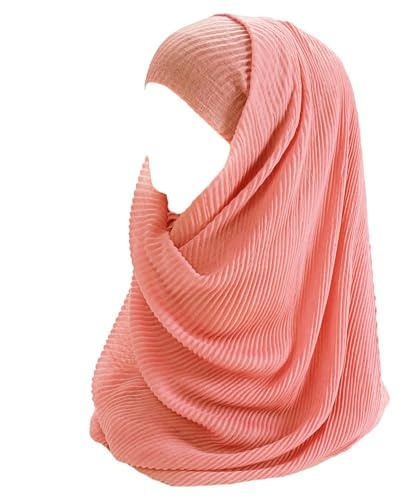 Lina & Lily Plissee-Schal Hijab Kopftuch für muslimische Damen aus Leicht Stoff (Hellrosa)