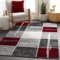 Teppich Günstig Karo Design Modern Wohnzimmerteppich Grau Rot Top Preis, Größe:160x220 cm