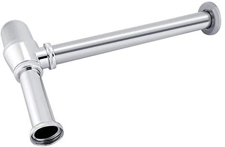 AUNMAS Küchenspüle Rohr, Zink-Legierung Silber Waschbecken Rohr Runde Flaschenfalle mit Standard G1 1/4 Zoll Anschlüssen für Bad Küche Ablaufgarnitur