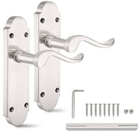 Probrico Chrome Internal Door Handles,Door Handle Internal, Brushed Nickel Door Handles on Backplate, Interior Door Handle Set, Passage Door Handle, 1 Pack