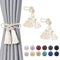 Pretty Jolly 4 Stück doppelte Quaste Vorhang Raffhalter handgemachte Seil Knoten drapieren Raffhalter Krawatte zurück Elegante dekorative Vorhanghalter für Haus & Büro Fenster Draperie (Beige)
