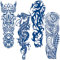 Qpout Tatouages Temporaires semi-permanents pour hommes et femmes, 1-2 semaines de durée de vie de l'autocollant de faux tatouage, tatouages réalistes imperméables à l'eau de totem tribal