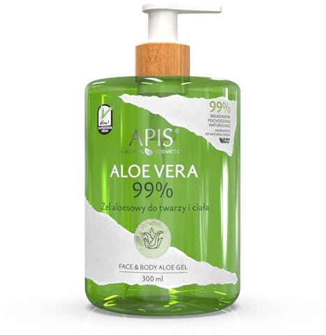 Apis Aloe Vera Gel für Gesicht und Körper - 99% Aloe Vera - 300 ml - Feuchtigkeit, Regeneration, Beruhigung für gereizte Haut, Parabenfrei, Schnell einziehend