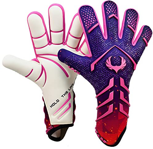 Renegade GK Apex Flare Trägerlose Profi-Fußball-Torwarthandschuhe | 4mm EXT Contact Grip | Blau & Violett Torwart Handschuhe (Größe 12, Erwachsene, Evo2 Negative Cut, Level 5.5)