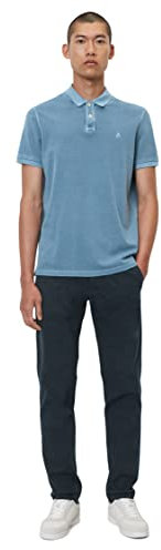 Marc O'Polo Herren Kurzarm-Poloshirt aus Bio-Baumwolle Regular Fit, Blau (Kashmir Blue), L