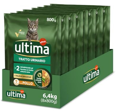 Ultima Tratto urinario Pollo - Crocchette per gatti - Confezione da 8 x 800g - Totale 6,4kg