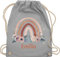 Turnbeutel Rucksack - Boho - Geschenk Regenbogen mit Name personalisiert I Rainbow - Unisize - Hellgrau - personalisierter beutel kindergartenbeutel bohemian blume stoffbeutel