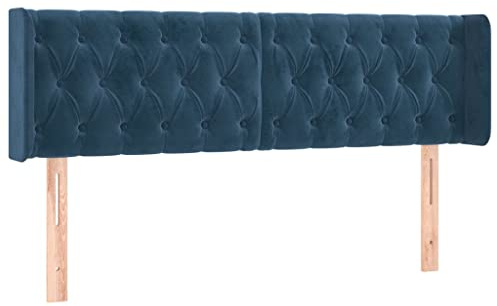 vidaXL Kopfteil mit Ohren Polsterkopfteil Betthaupt Bettkopfteil für Bett Bettgestell Bettzubehör Schlafzimmer Dunkelblau 163x16x78/88cm Samt